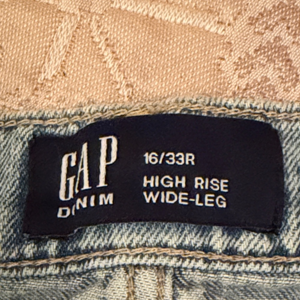 GAP Light Wash High Rise Wide Leg Denim Cargo Pants/NWT/16-33R - Picture 5 of 11